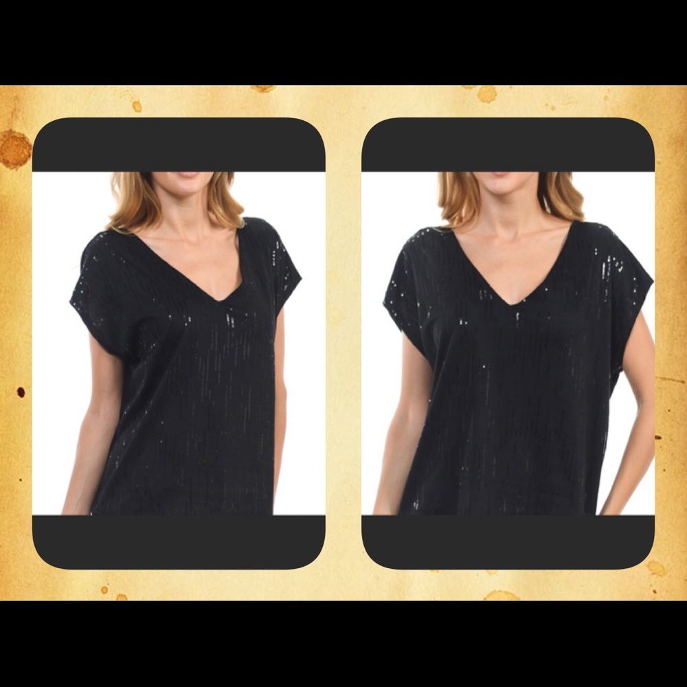 Dolman Black Sequin Plus Size Top